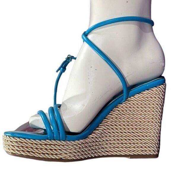 NWOT Marc Fisher Zeki platform wedge espadrilles with ankle wraps - Picture 1 of 9